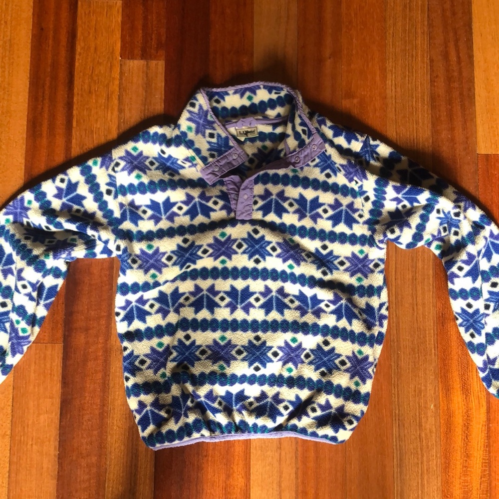 LL Bean Vintage Fleece Snap Pullover